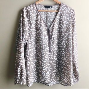 Apt 9 Leopard Print Zipper Blouse